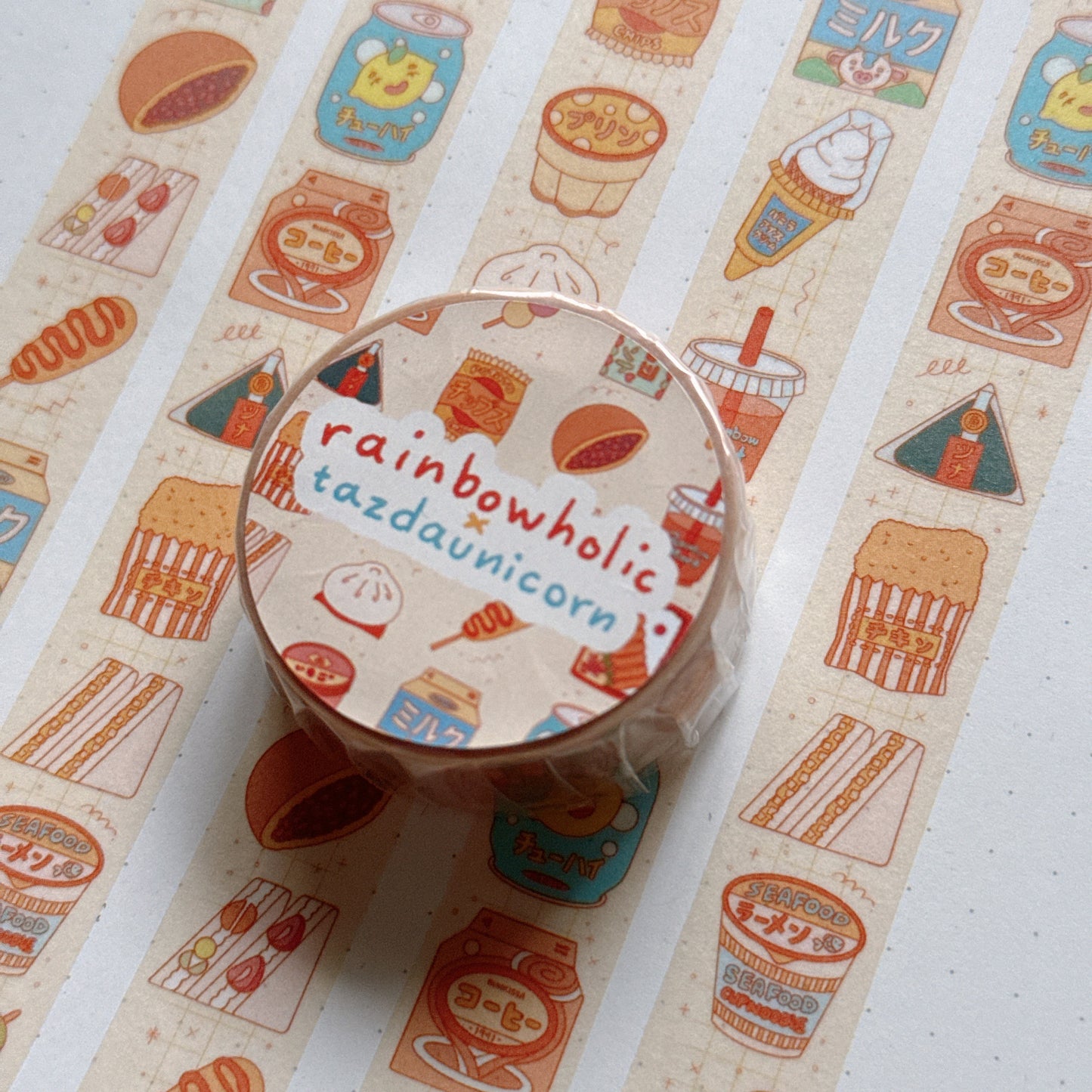 (MT138) Original Rainbowholic x Tazdaunicorn Konbini Food Washi Tape