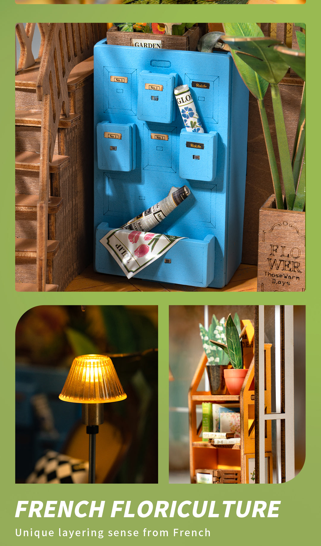 Book Nook Shelf Insert - Holiday Garden House | Rolife