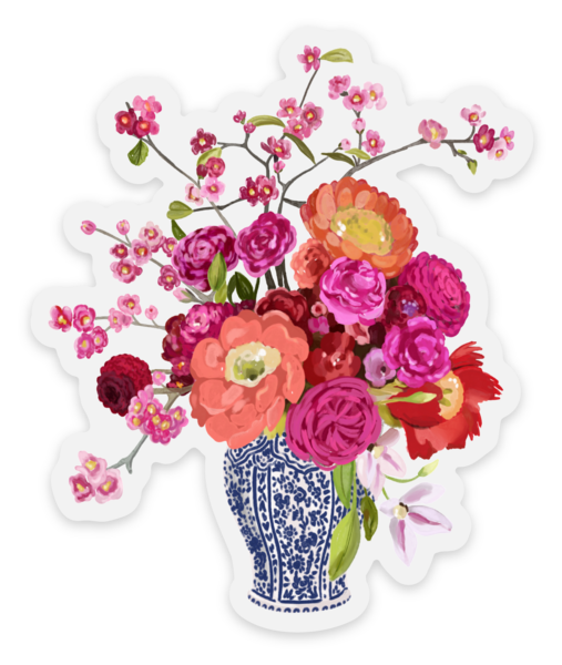 Clear Bouquet in Blue and White Vase 💐 Sticker