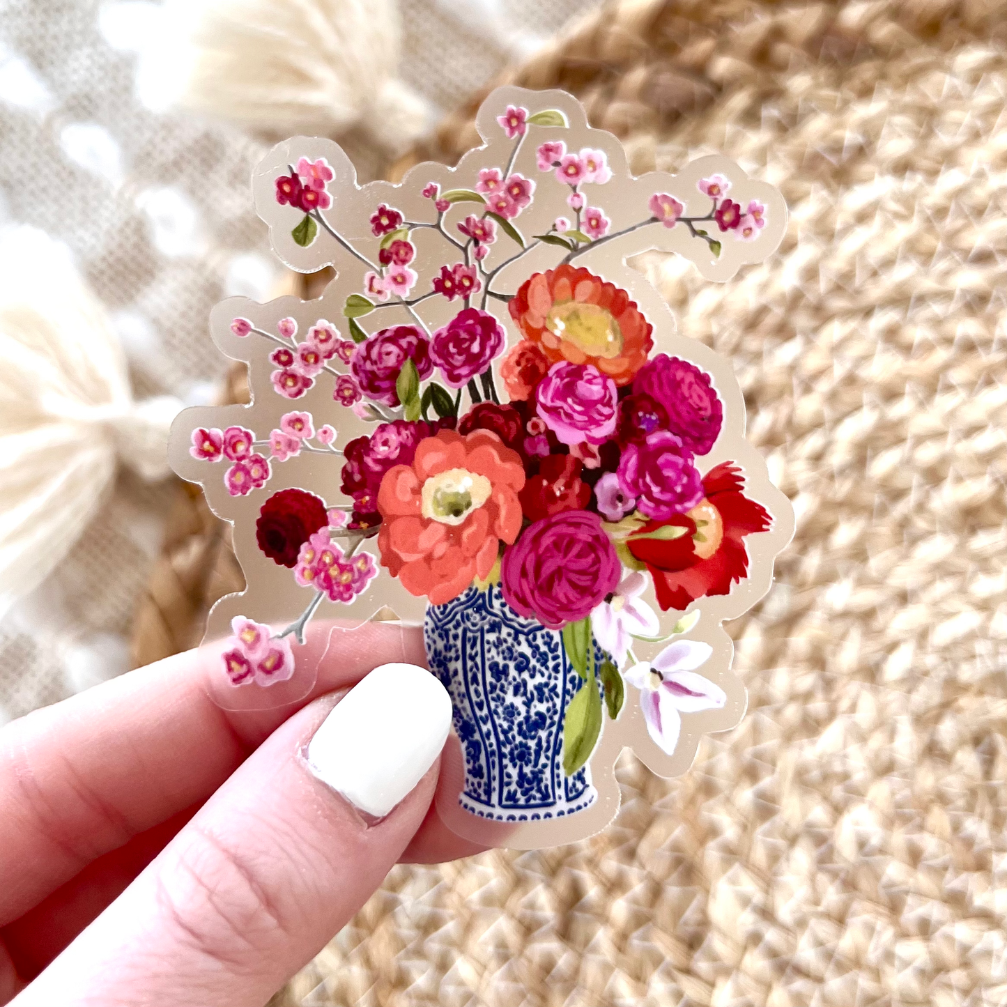 Clear Bouquet in Blue and White Vase 💐 Sticker