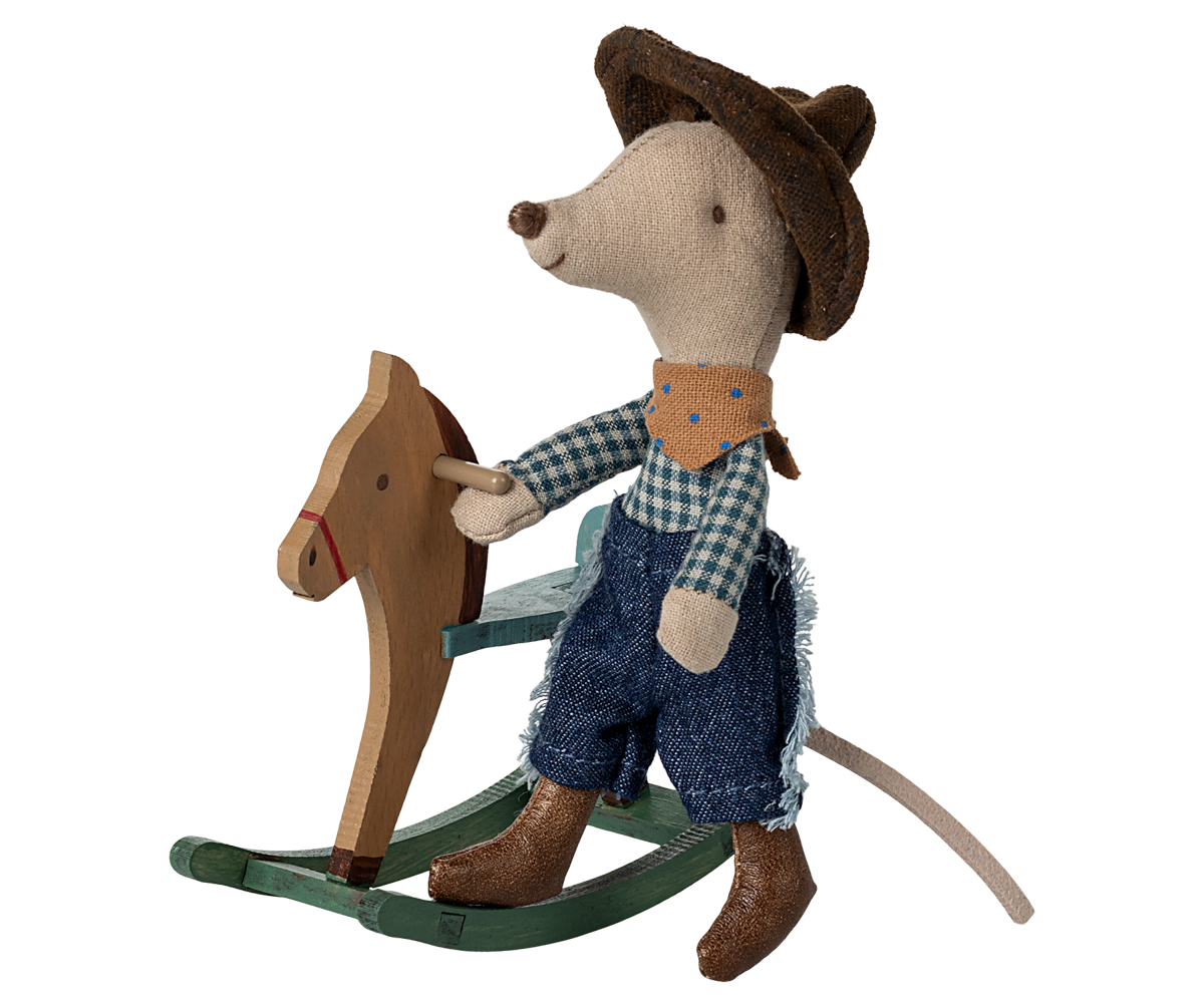 Cowboy Mouse on Rocking Horse | Maileg