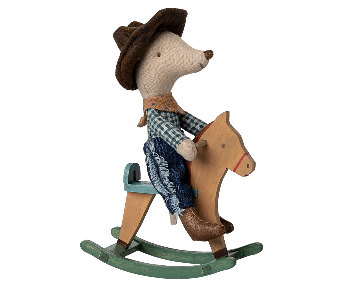 Cowboy Mouse on Rocking Horse | Maileg