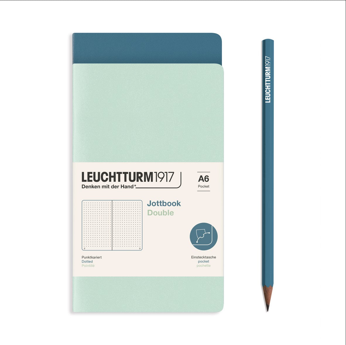 Jottbook (A6) Dotted, Mint Green And Stone Blue | Leuchtturm