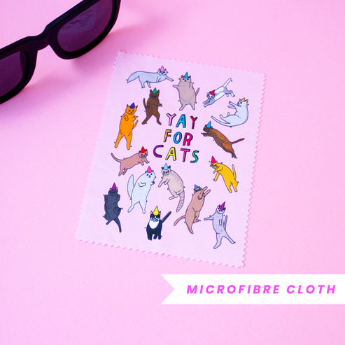 Microfibre Cloth for Glasses - Yay for Cats | Able and Game
