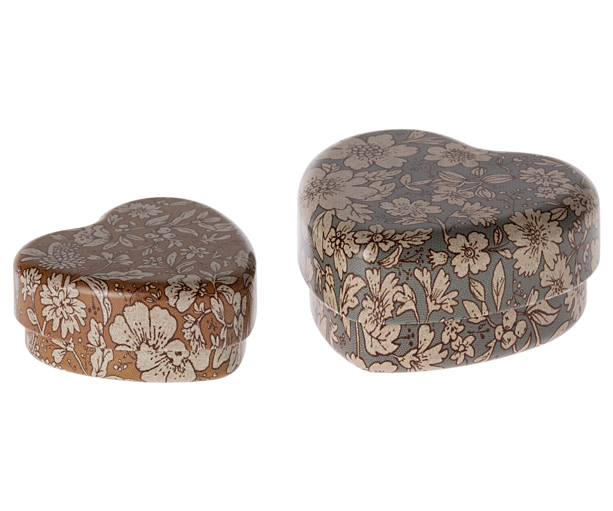 Metal Heart Box Set Blue-Ocher 2pack | Maileg