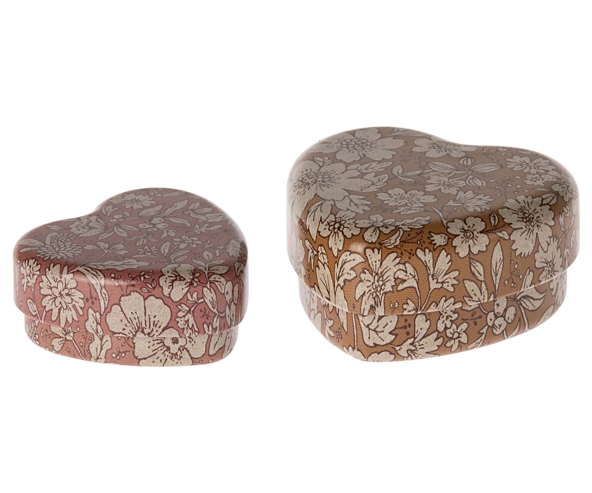 Metal Heart Box Set Ocher-Heather 2pack | Maileg