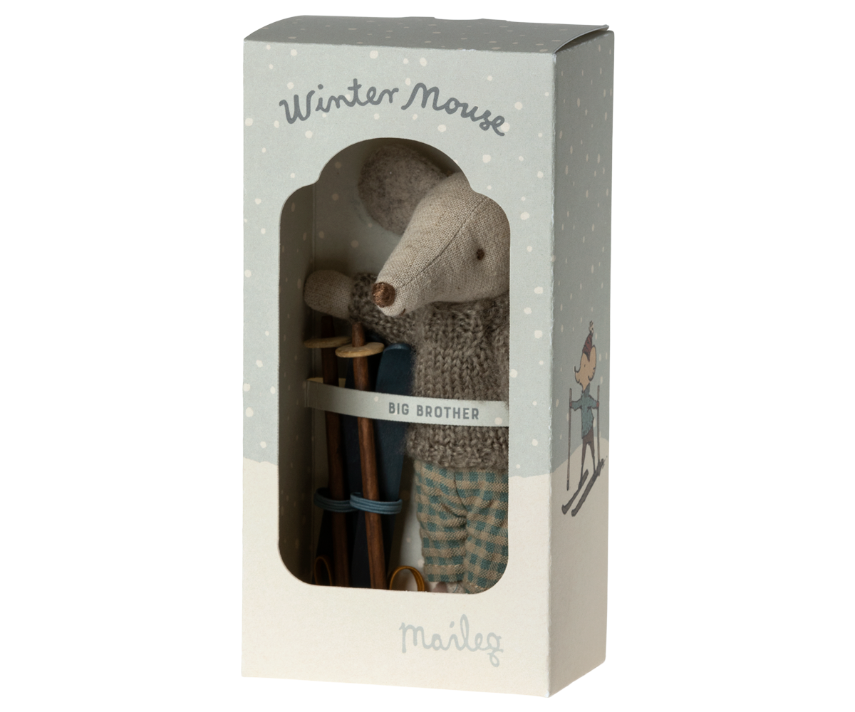 Winter Mouse With Ski Set, Big brother | Maileg