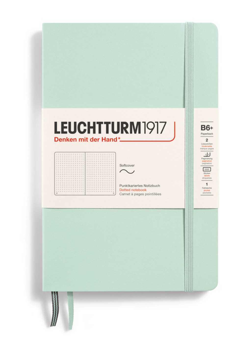 Notebook Softcover, B6, Dotted, Mint Green, 123 pages