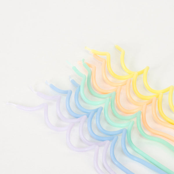Pastel Swirly Candles (Pack of 20 in 6 colors)
