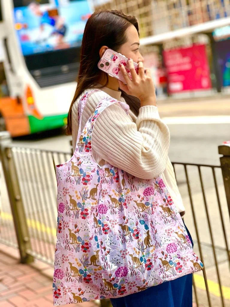 Reusable Shopping Bag - Pink Kangaroo | Suki McMaster