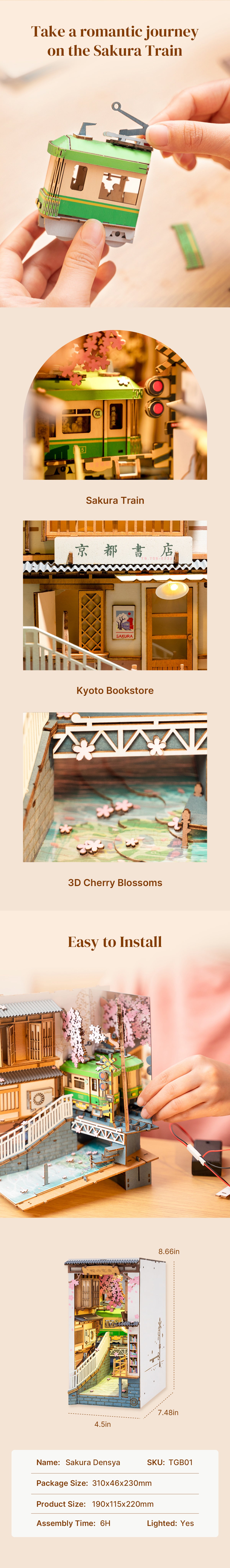 Book Nook Shelf Insert - Sakura Densya | Rolife