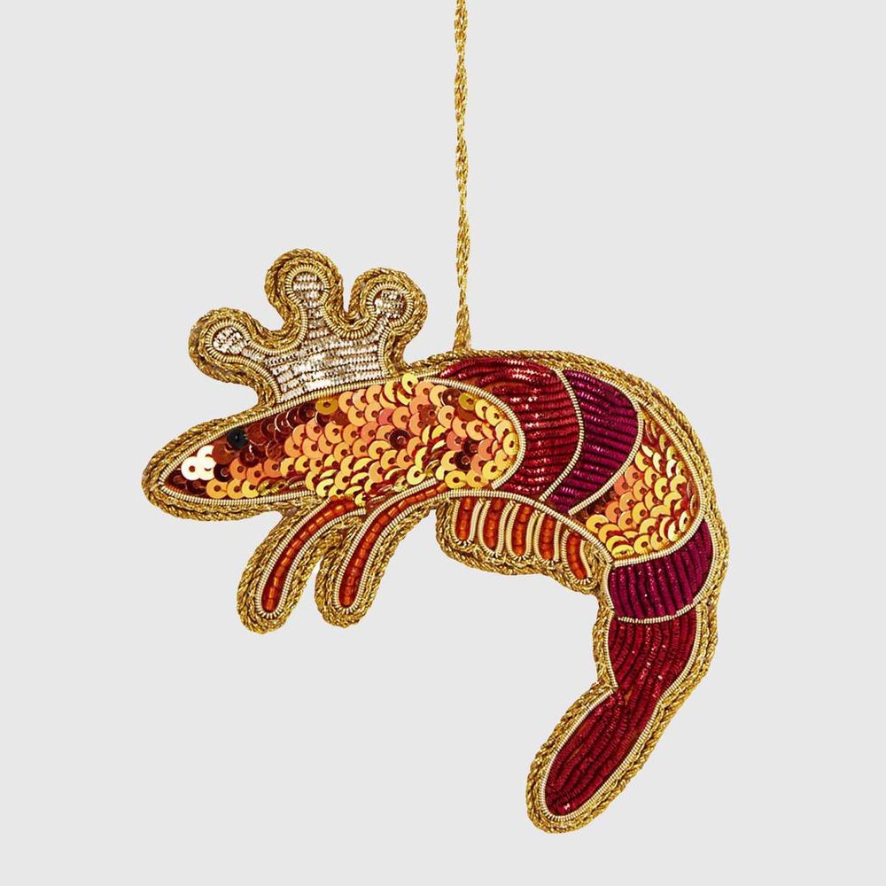 King Prawn Sequin Tree Decoration | Florabelle