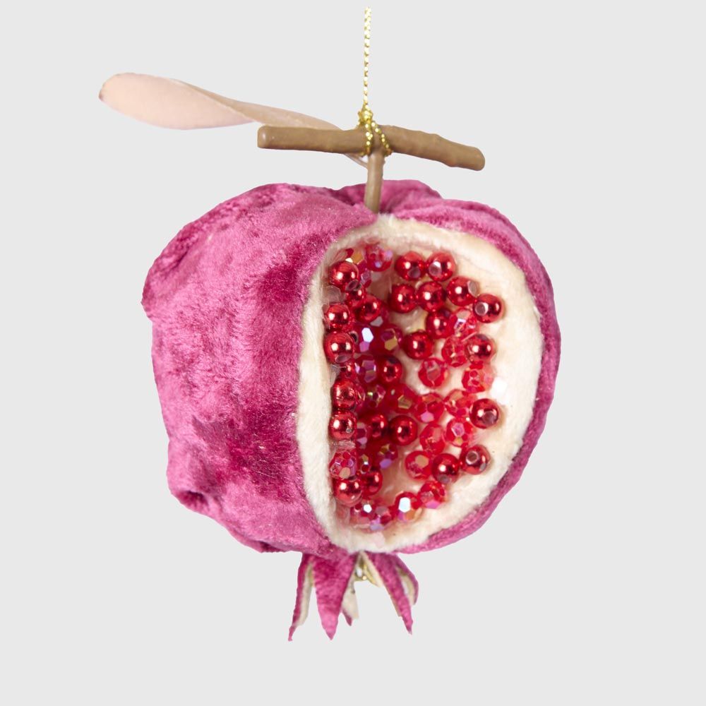 Luxe Beaded Pomegranate Tree Decoration Plum | Florabelle