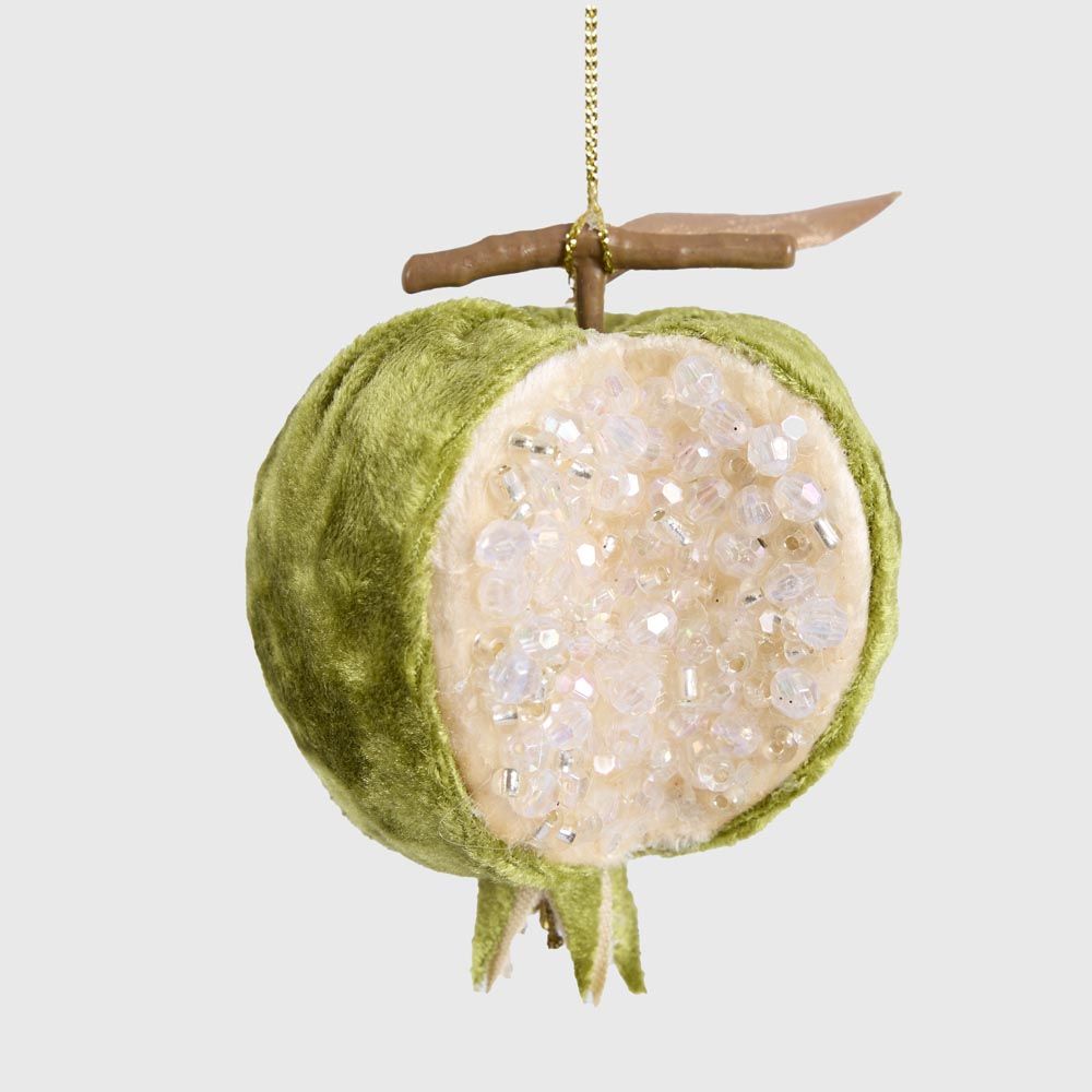 Luxe Beaded Pomegranate Tree Decoration Green | Florabelle