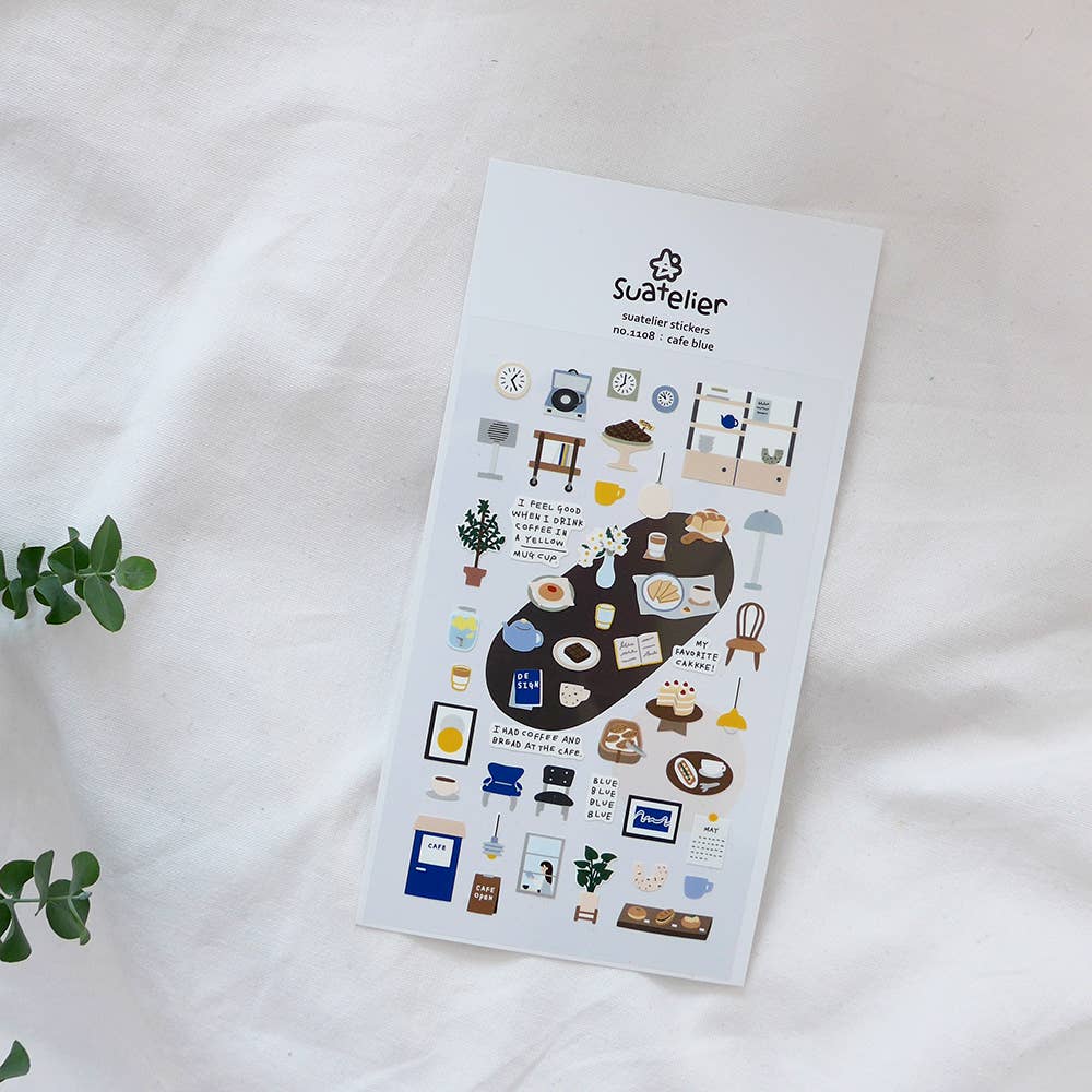 Café Blue Sticker | Suatelier Design