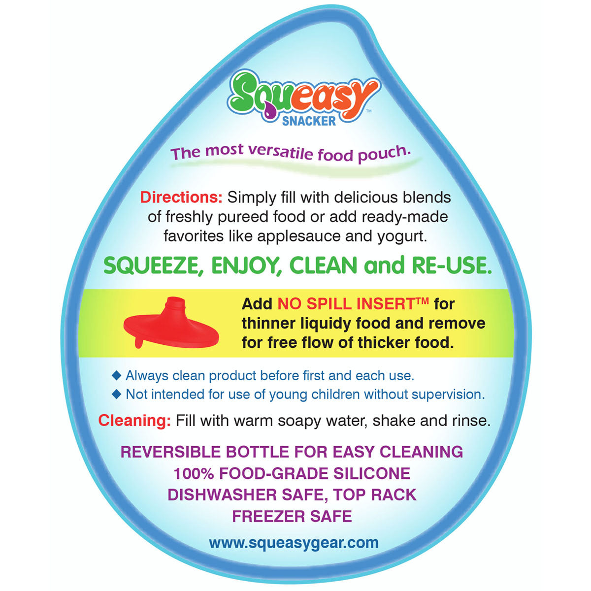 Squeasy Snacker Silicone Food Pouch (Large/470ml)
