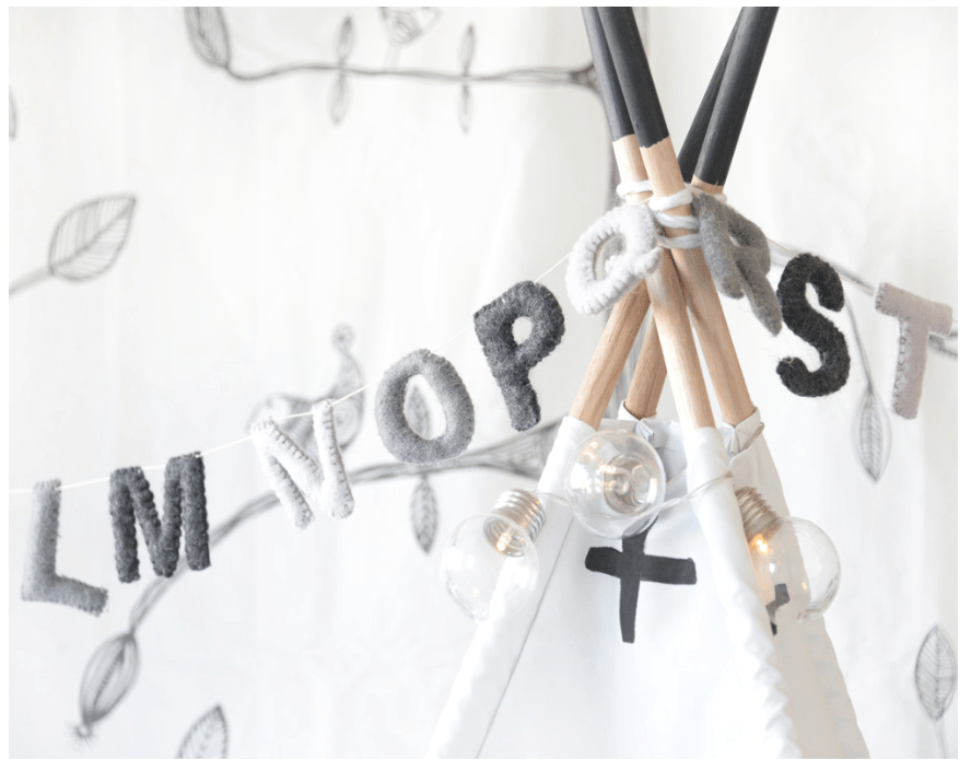 Alphabet Garland Monochrome-Decor-Cloud Den-Tiny Paper Co-Afterpay-Australia-Toy-Store