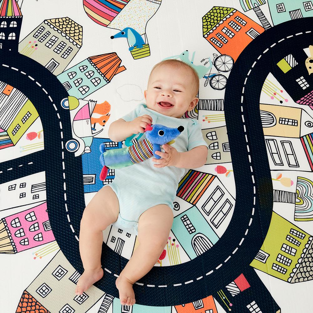 Doubleplay Reversible Playmat Vibrant Village and Sketch Triangles