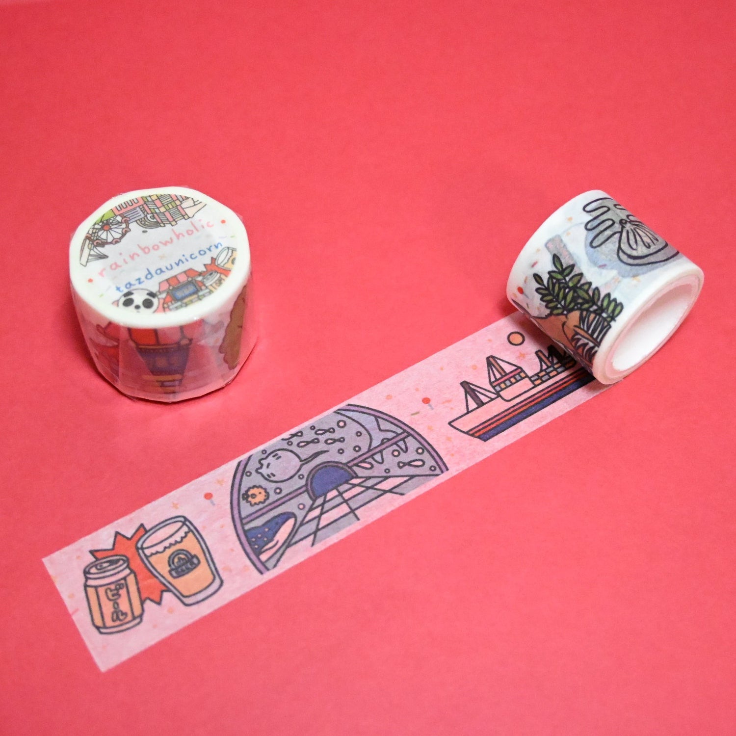 (MT094) Rainbowholic x Tazdaunicorn Yokohama Washi Tape 3cm