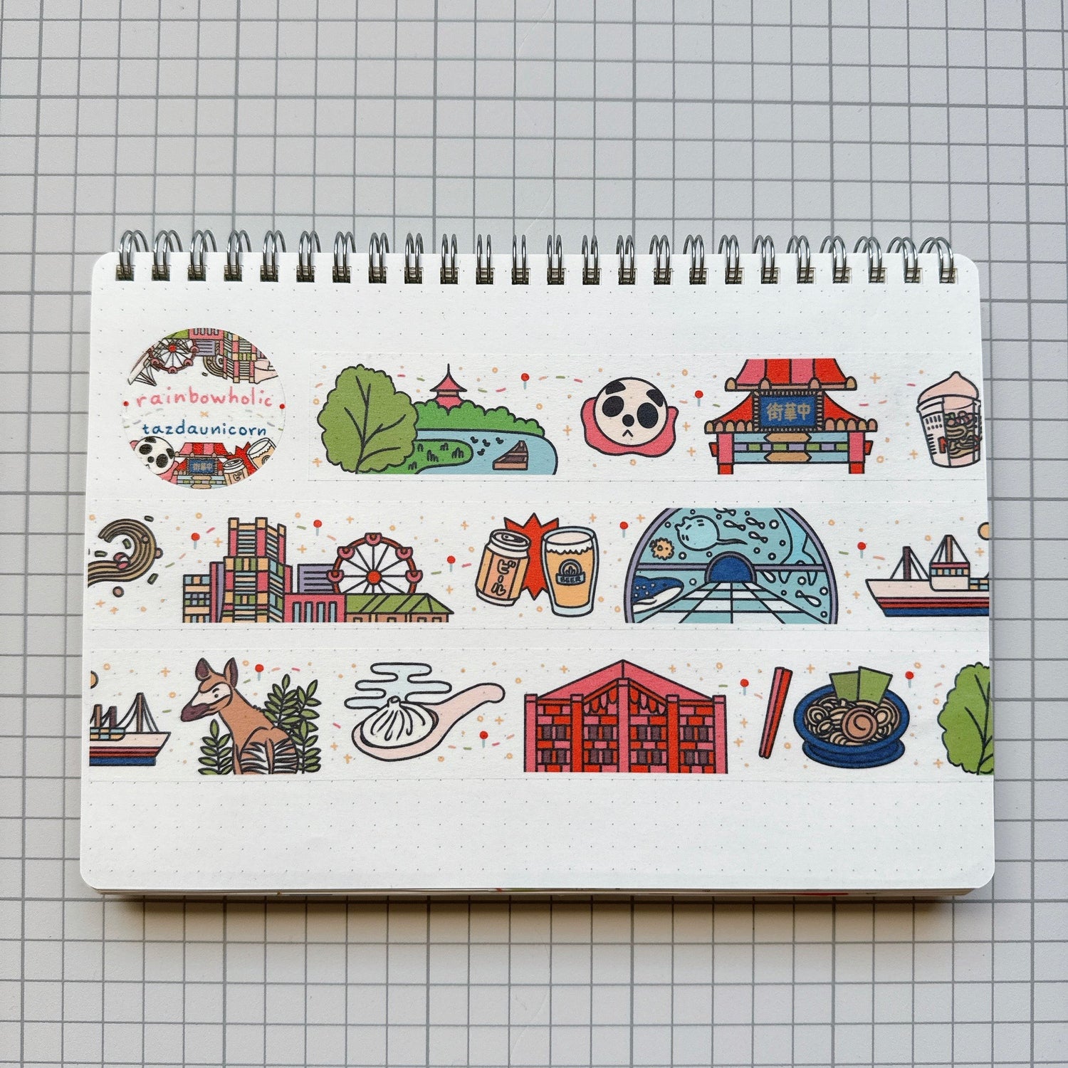 (MT094) Rainbowholic x Tazdaunicorn Yokohama Washi Tape 3cm