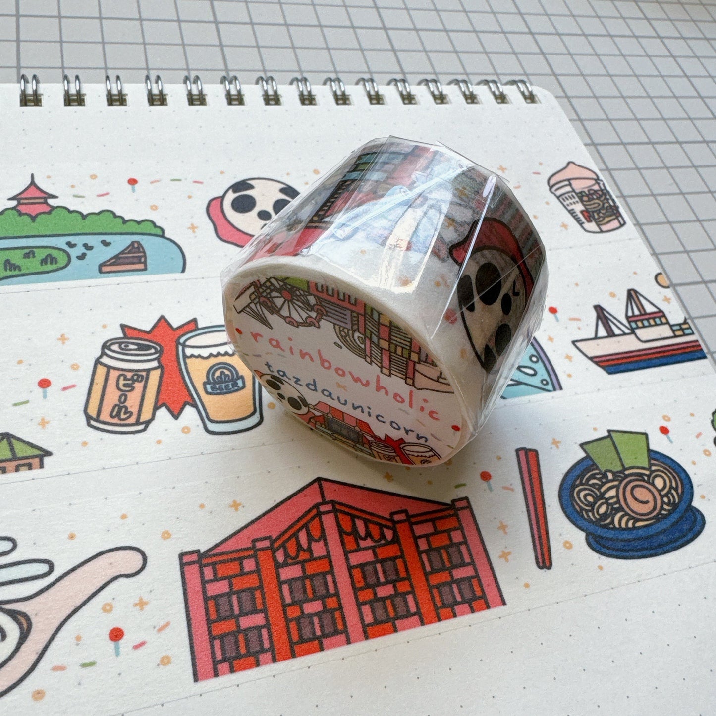 (MT094) Rainbowholic x Tazdaunicorn Yokohama Washi Tape 3cm