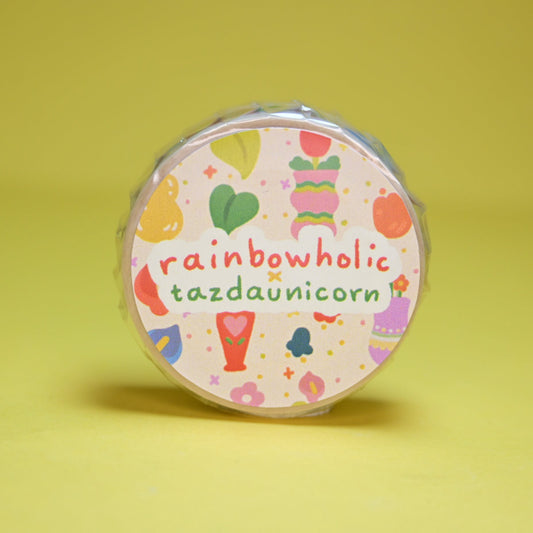 (MT148) Rainbowholic x Tazdaunicorn Flower Vases Washi Tape