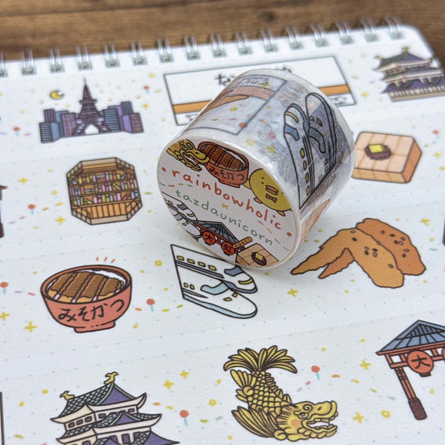 (MT137) Rainbowholic x Tazdaunicorn Nagoya City Washi Tape 3cm