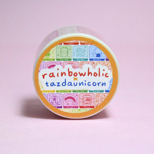 (MT141) Rainbowholic x Tazdaunicorn RB Stamp Rally S2 Easy Cut Washi Tape 3cm