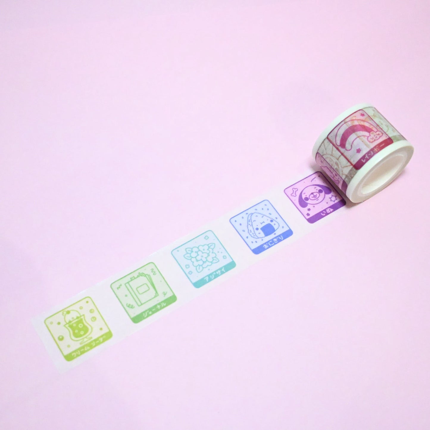 (MT141) Rainbowholic x Tazdaunicorn RB Stamp Rally S2 Easy Cut Washi Tape 3cm