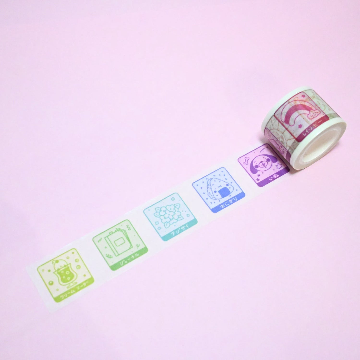 (MT141) Rainbowholic x Tazdaunicorn RB Stamp Rally S2 Easy Cut Washi Tape 3cm