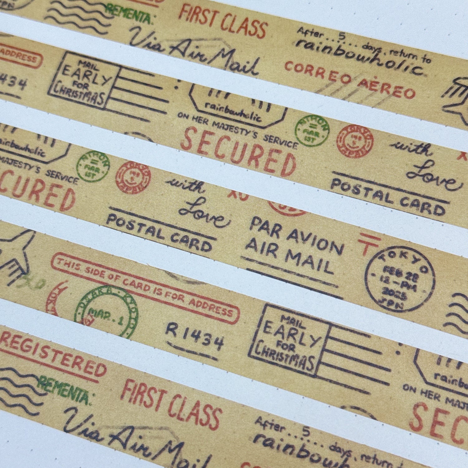(MT131) Original Rainbowholic x Tazdaunicorn Airmail Stamps Washi Tape