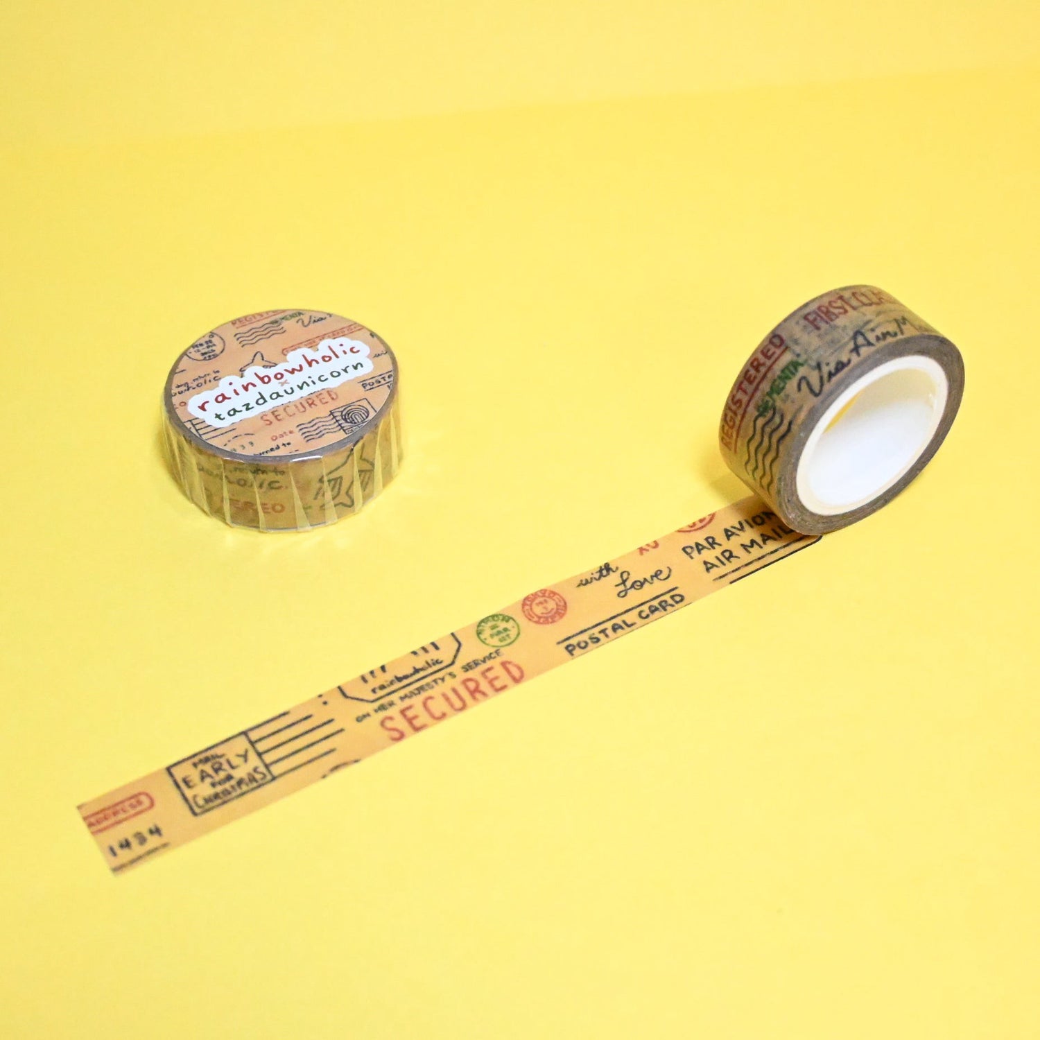 (MT131) Original Rainbowholic x Tazdaunicorn Airmail Stamps Washi Tape