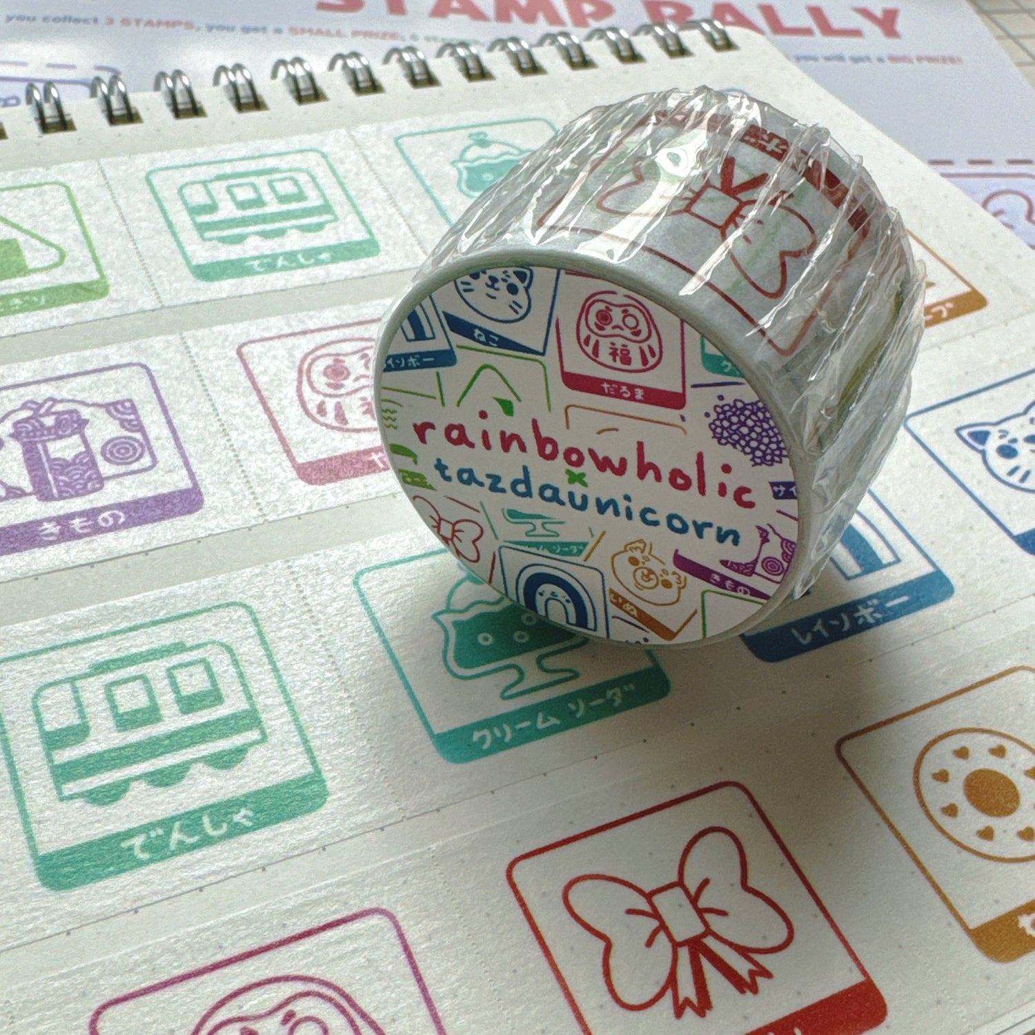 (MT116) Original Rainbowholic x Tazdaunicorn Rainbowholic Stamp Rally S1 Easy Cut Washi Tape 3cm