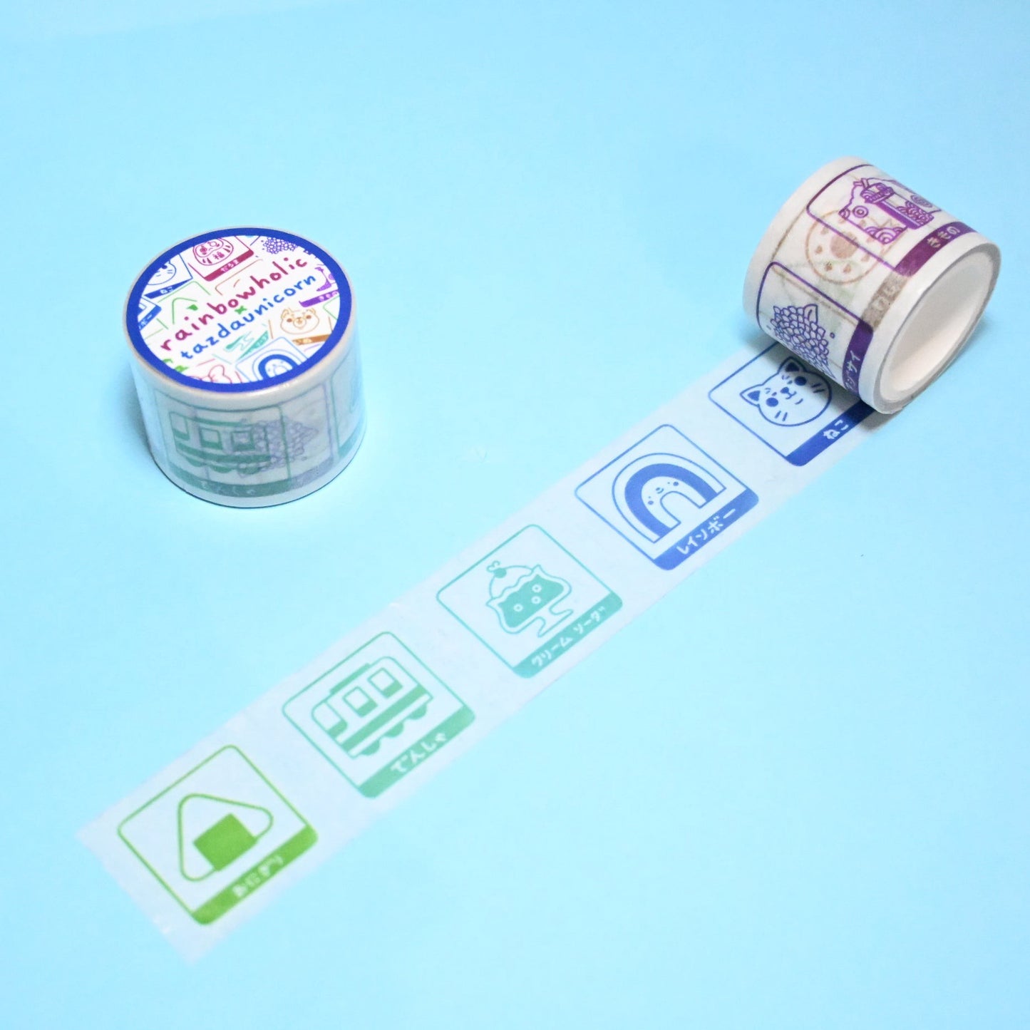 (MT116) Original Rainbowholic x Tazdaunicorn Rainbowholic Stamp Rally S1 Easy Cut Washi Tape 3cm