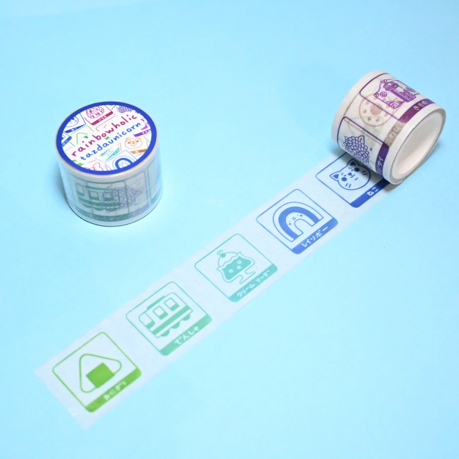 (MT116) Original Rainbowholic x Tazdaunicorn Rainbowholic Stamp Rally S1 Easy Cut Washi Tape 3cm