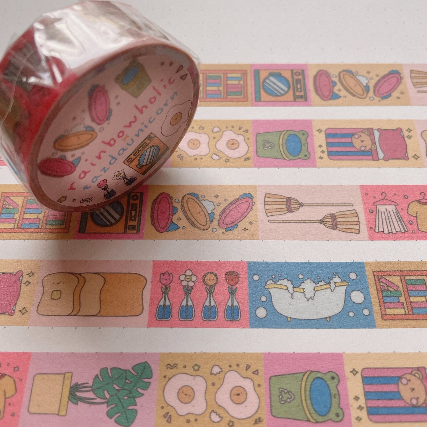 (MT079) Original Rainbowholic x Tazdaunicorn House Chores Washi Tape