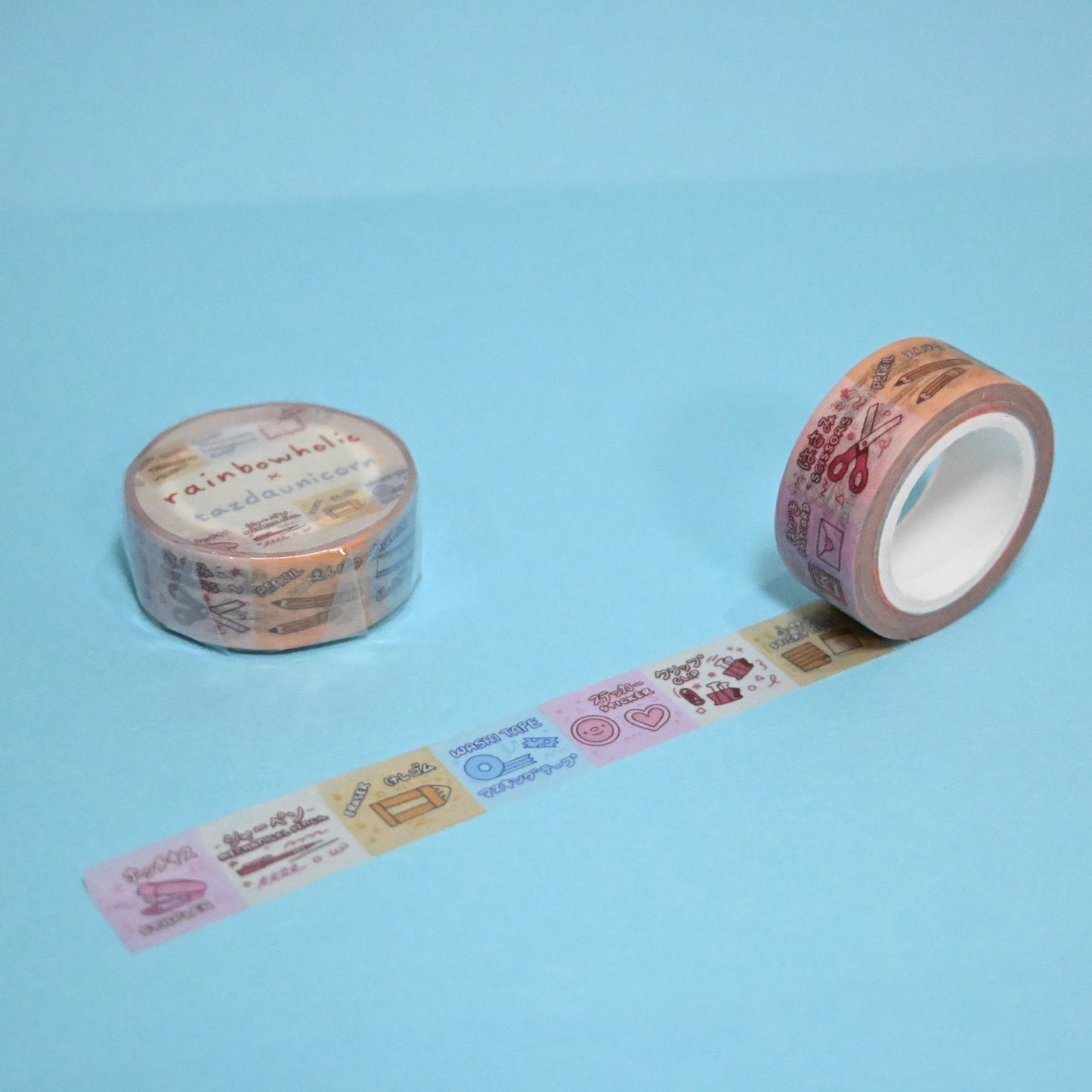 (MT053) Original Rainbowholic x Tazdaunicorn Stationery Words Washi Tape