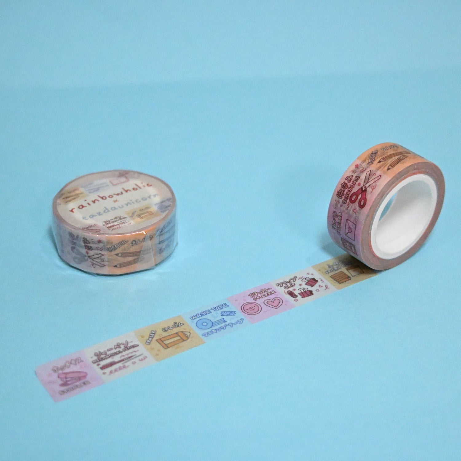 (MT053) Original Rainbowholic x Tazdaunicorn Stationery Words Washi Tape