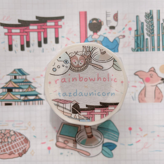 (MT046) Rainbowholic x Tazdaunicorn Kansai Region (Kyoto, Osaka, etc.) Washi Tape 3cm