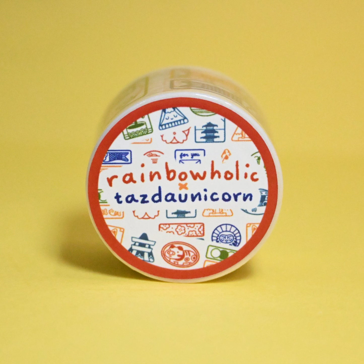 (MT112) Original Rainbowholic x Tazdaunicorn Rainbowholic Japan Stamp Easy Cut Washi Tape 3cm