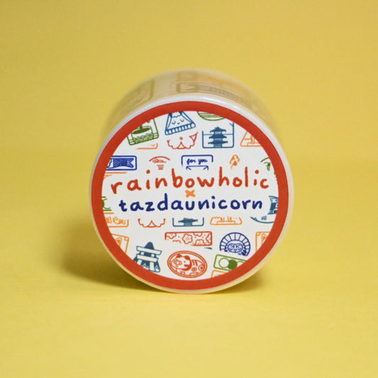 (MT112) Original Rainbowholic x Tazdaunicorn Rainbowholic Japan Stamp Easy Cut Washi Tape 3cm