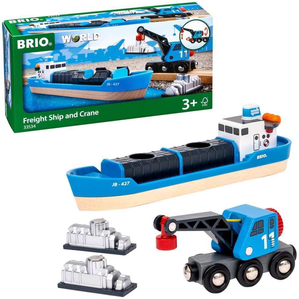 Container & Crane Wagon 4 pieces | Brio