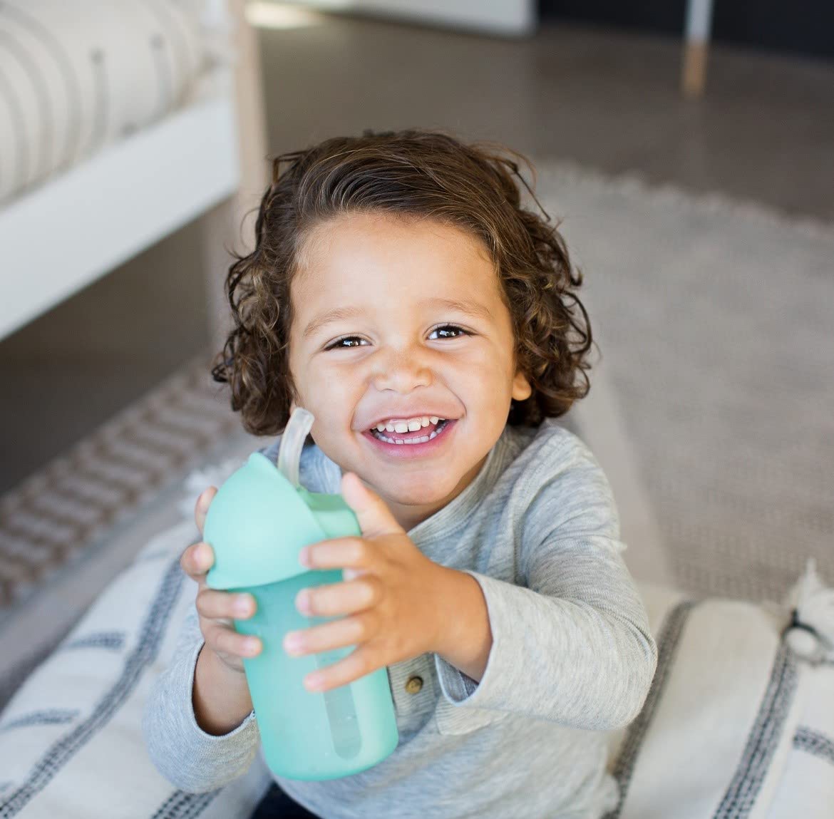 SWIG Water Bottle with Silicone Straw - Mint | Boon