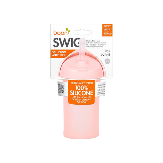 SWIG Water Bottle with Silicone Straw - Blush | Boon