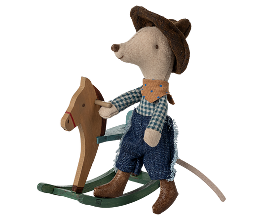 Cowboy Mouse on Rocking Horse | Maileg