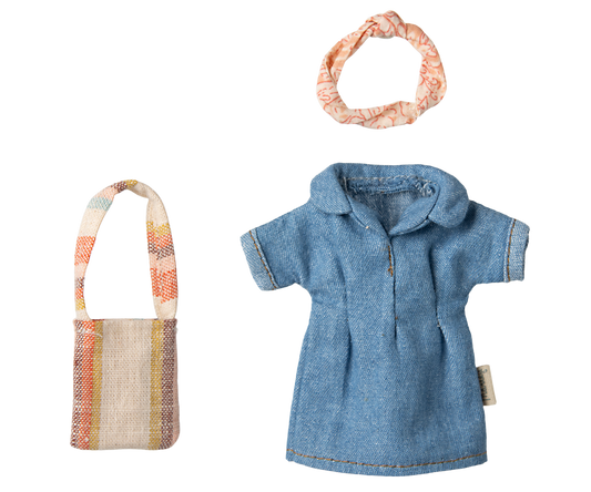 Denim Dress and Bag Mum Mouse | Maileg