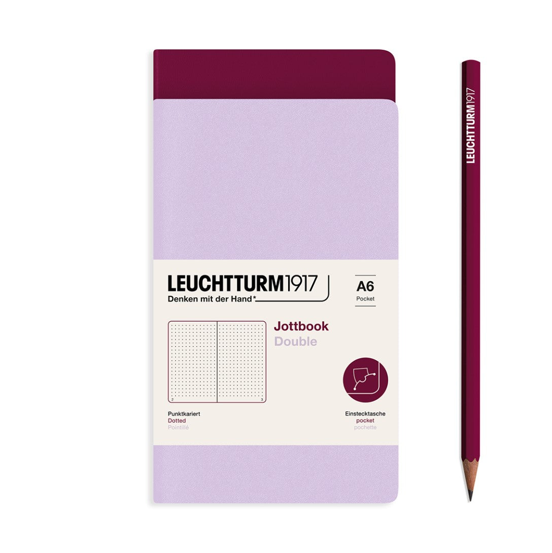 Jottbook (A6) Dotted, Lilac And Port Red | Leuchtturm