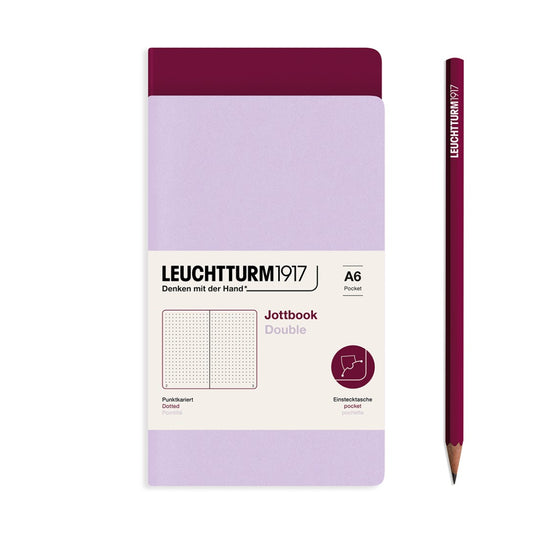 Jottbook (A6) Dotted, Lilac And Port Red | Leuchtturm