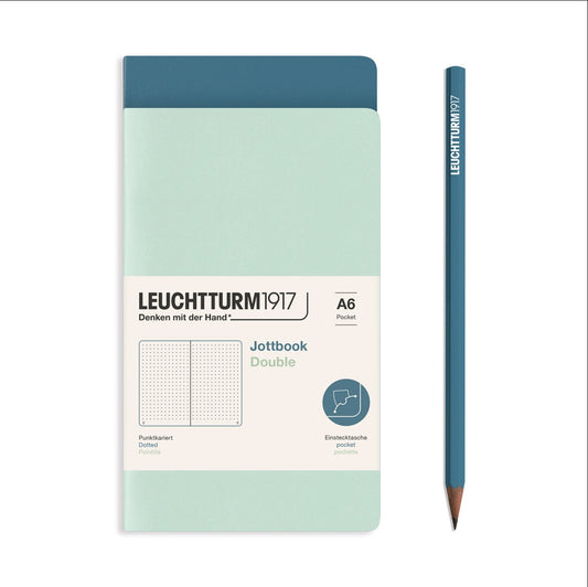 Jottbook (A6) Dotted, Mint Green And Stone Blue | Leuchtturm