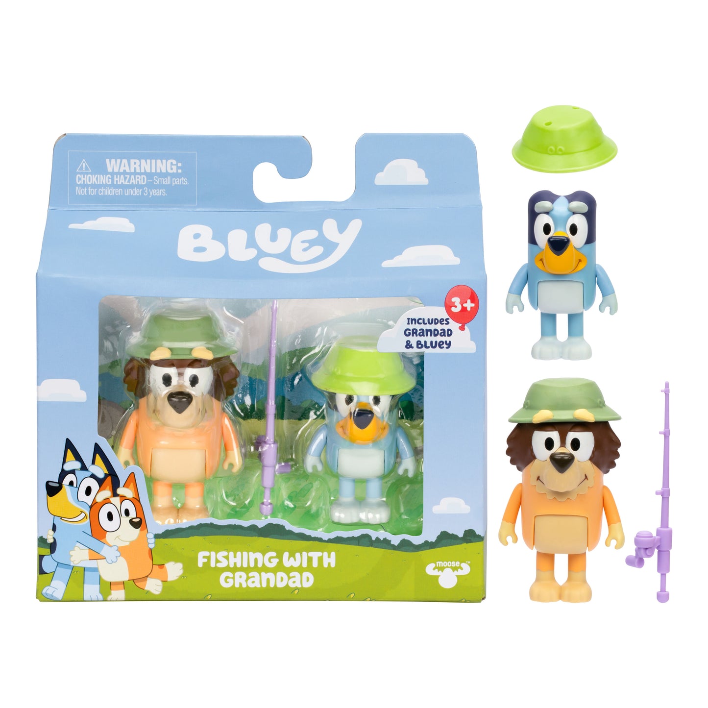 Bluey Figurines - 2 pack - Fishing With Grandad